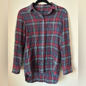 Madewell Women’s XS Red and Blue Plaid Button Down Flannel Shirt